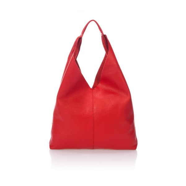 Červená kožená kabelka Massimo Castelli Carmit