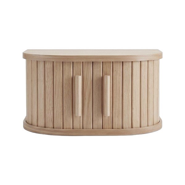 Rippuv/riiulitega öökapp tammepuust ja heledas naturaalses värvitoonis Meta - Unique Furniture-image-1
