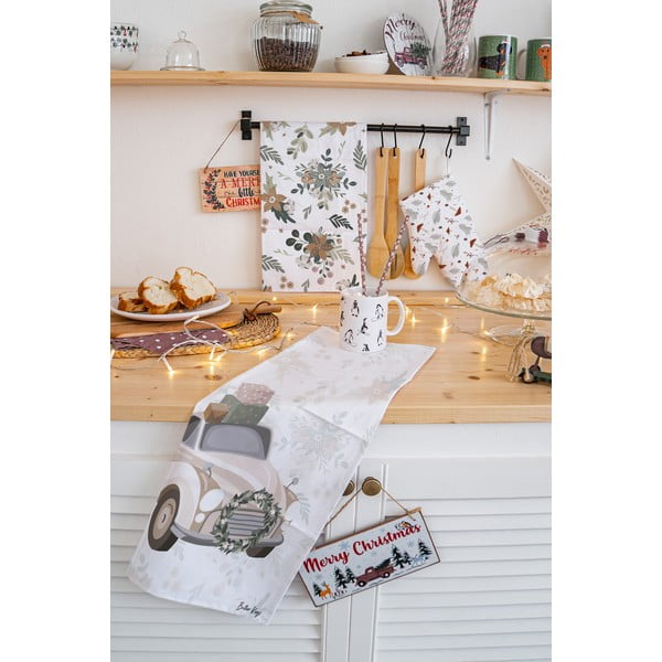 Jõulumotiividega puuvillased rätikud 2tk komplektis 50x70 cm Festive Car - Butter Kings-image-1