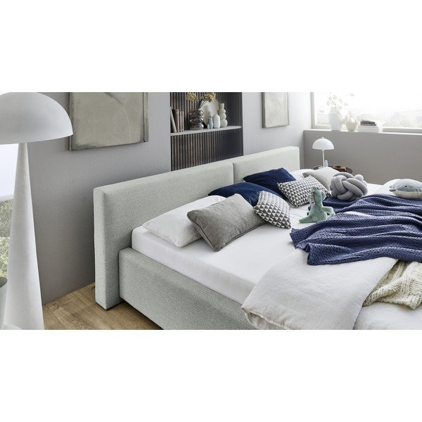 Helehall polsterdatud kaheinimesevoodi panipaigaga ja liistudest raamiga 200x240 cm Cube - Meise Möbel-image-3