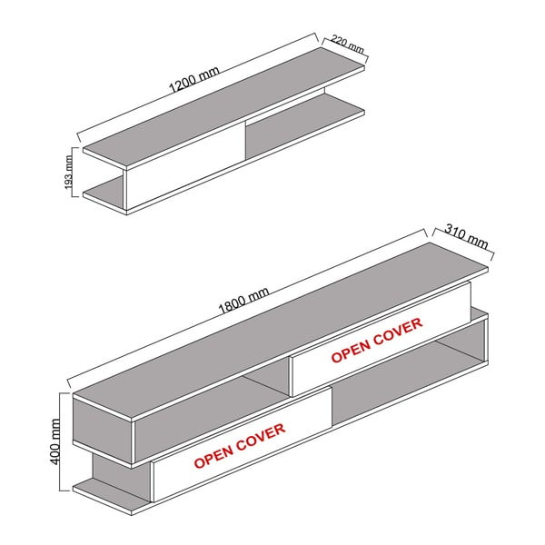 Valge/puiduvärvi TV-komplekt 176x40x31,5 cm Manyetik – Furny Home-image-2