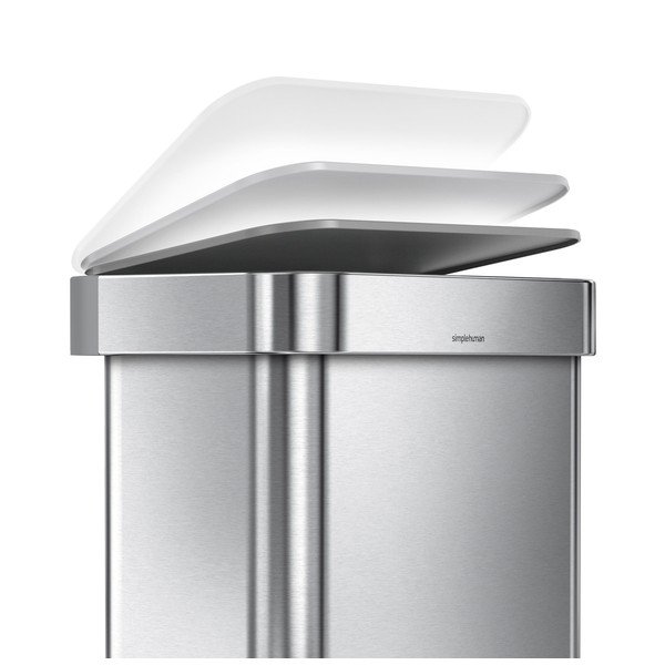 Pealeastuv terasest prügikast hõbedases värvitoonis 45 l - simplehuman-image-3