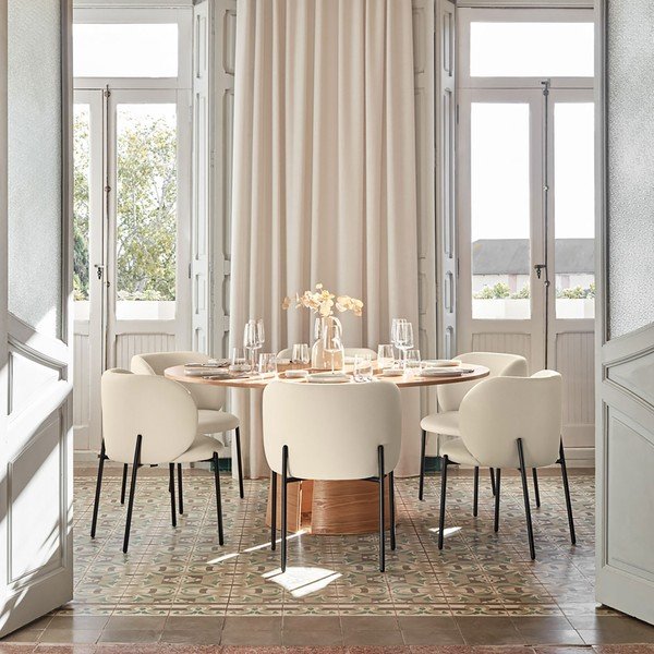 Ümmargune söögilaud saarepuust dekoratsiooniga, ø 157 cm Cep - Teulat-image-3