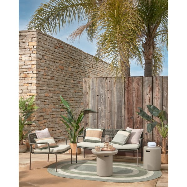 Roheline ja beež padjapüür taaskasutatud plastist, 45 x 45 cm. Leeith - Kave Home-image-3