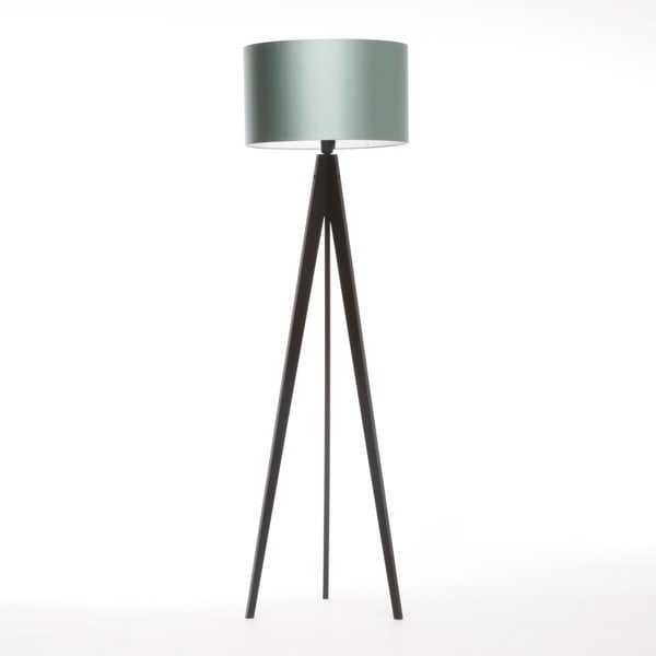Světle zeleno-modrá stojací lampa 4room Artist, černá lakovaná bříza, 150 cm