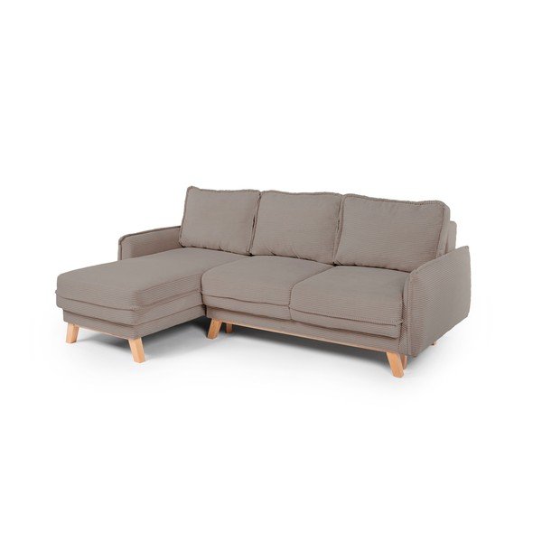 Taupe-pruuni värvi velvetist diivanvoodi/nurgadiivan panipaigaga Tori - Bonami Selection-image-1