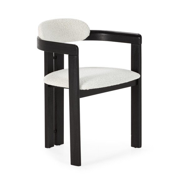 Valged-mustad polsterdatud söögitoolid käetugedega, 2 tk komplektis Eiden - MOME