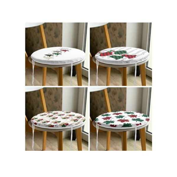 Jõulumotiiviga istmepadjad 4tk komplektis, ø 40 cm Tartan - Mila Home-image-3
