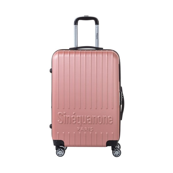 Světle růžový cestovní kufr na kolečkách s kódovým zámkem SINEQUANONE Chandler, 70 l