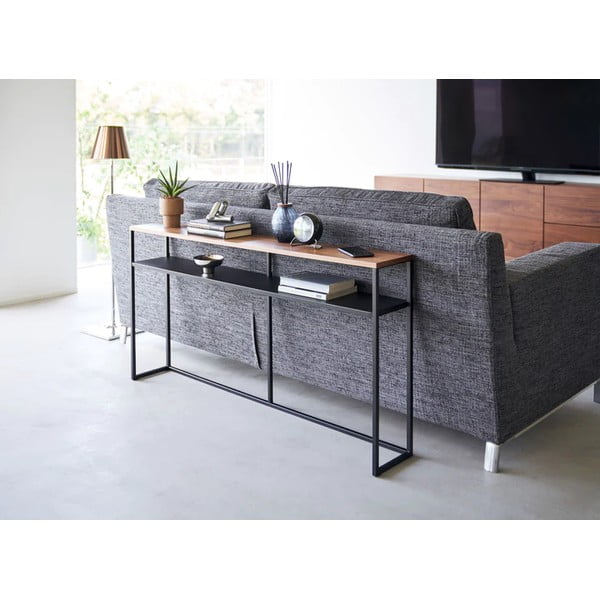 Must-tumepruun tuhkpuidu spooniga konsoollaud 20,5x126 cm Tower - YAMAZAKI-image-1