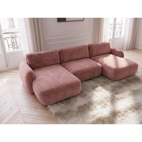 Roosa sametdiivanvoodi/nurgadiivan panipaigaga (U-kujuline) Celeste - Bobochic Paris-image-3
