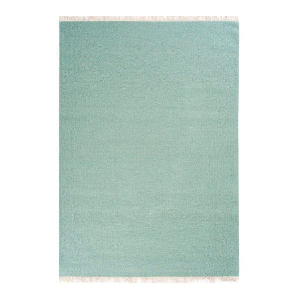 Tyrkysový ručně tkaný vlněný koberec Linie Design Solid, 160 x 230 cm