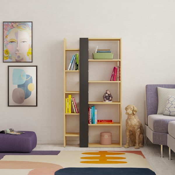 Tammedekooriga raamaturiiul must-puiduvärvi 80x152 cm Axel - Marckeric-image-4