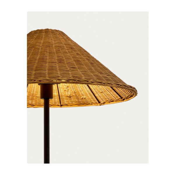 Must-puiduvärvi rotangist varjuga põrandalamp (kõrgus 154 cm) Urania - Kave Home-image-2