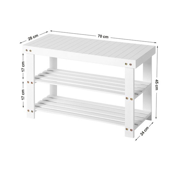Bílý bambusový regál na 6 párů bot Songmics, šířka 70 cm-image-3