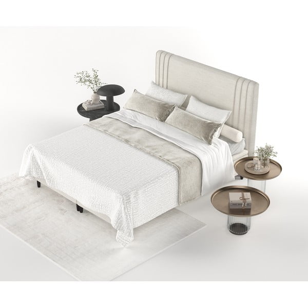 Beež polsterdatud kaheinimese voodi koos panipaigaga 140x200 cm Musca - Maison de Rêve-image-4