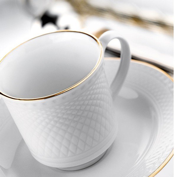 Sada 6 porcelánových hrníčků s podšálkem Kutahya Gold Line, 80 ml-image-1