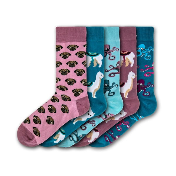 Sada 5 párů barevných ponožek Funky Steps Animal Lover, velikost 35 - 39