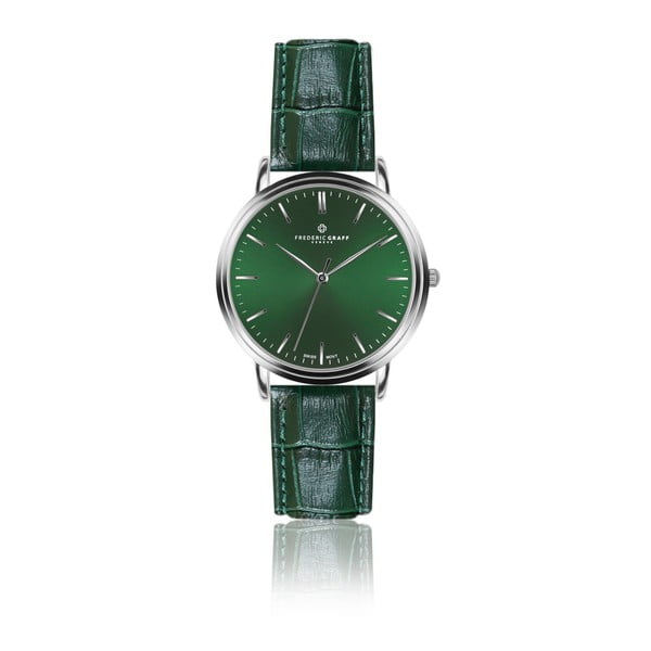 Pánské hodinky se zeleným páskem z pravé kůže Frederic Graff Silver Grunhorn Croco Dark Green