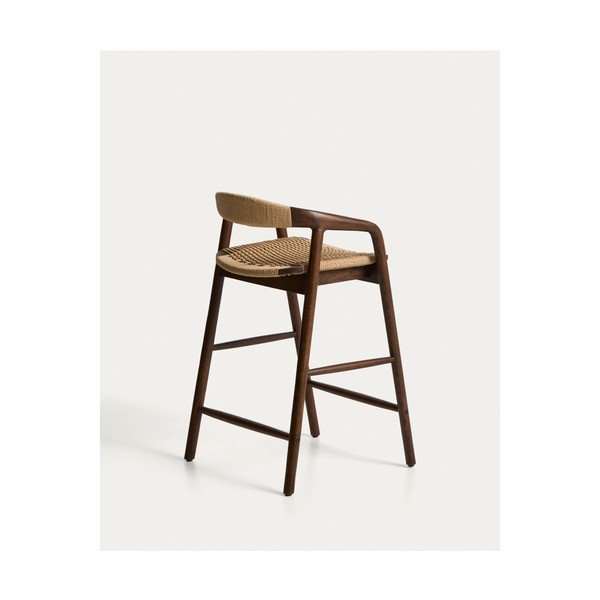 Pruun baaritool tammepuidust käetugedega (istme kõrgus 65 cm) Derile - Kave Home-image-2