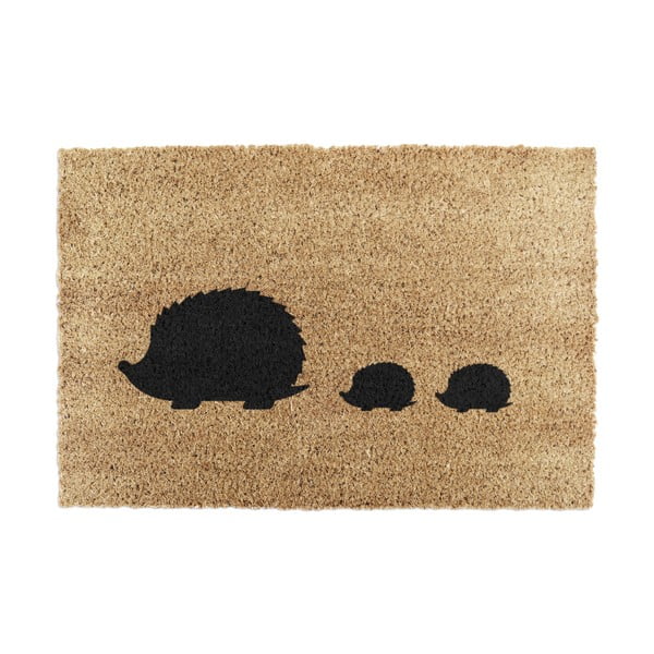 Kookoskiududest uksematt 40x60 cm Hedgehog Family - Artsy Doormats