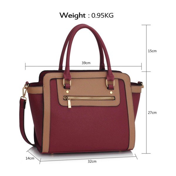 Kabelka L&S Bella Burgundy & Nude-image-3