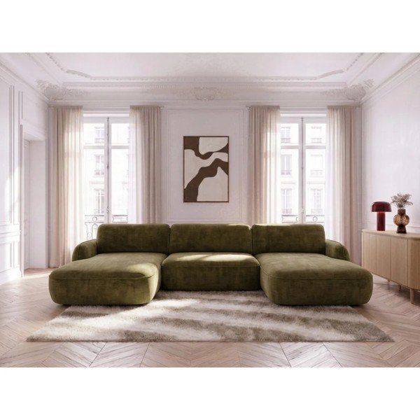 Roheline sametdiivanvoodi/panipaigaga nurgadiivan (U-kujuline) Celeste - Bobochic Paris-image-3