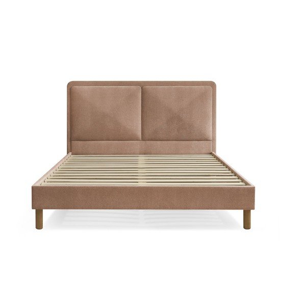 Antiikroosa polsterdatud kaheinimesevoodi liistudest raamiga 140x190 cm Mara - Bobochic Paris