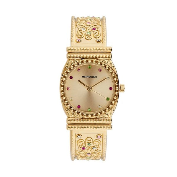 Dámské hodinky zlaté barvy s krystaly Manoush Afrodité