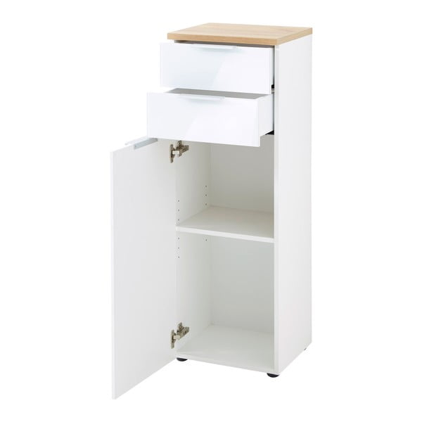 Valge naturaalne kõrge vannitoakapp tammepuust 39x112 cm Pescara - Germania-image-3