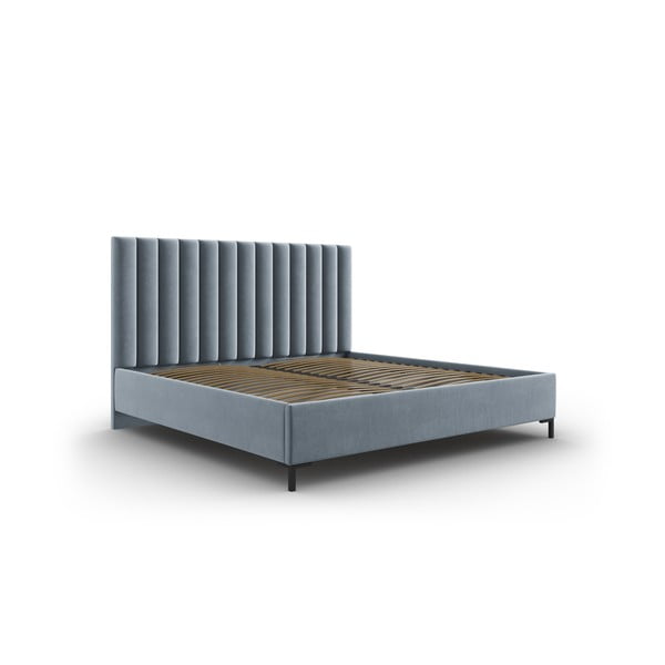 Helesinine polsterdatud kaheinimese voodi koos voodipõhjaga ja panipaigaga 160x200cm Casey - Mazzini Beds