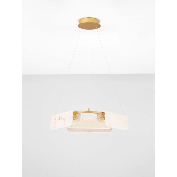 Kreemikas/messingvärvi LED-rippvalgusti marmorist dekooriga, hämardatav, ø 63 cm Aider - Nova Luce-image-4
