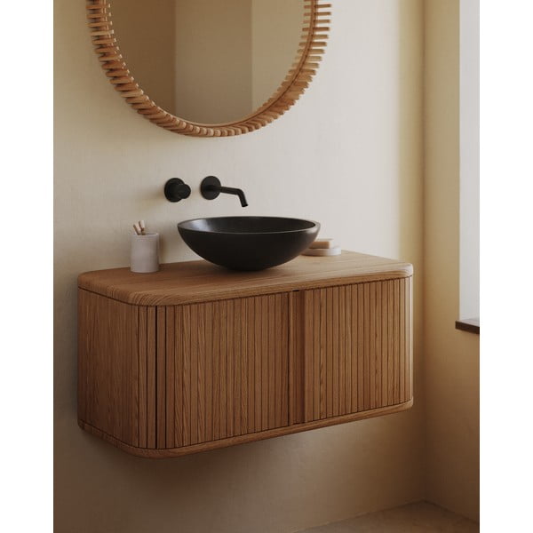 Saarepuidu spoonist seinale kinnitatav valamukapp 90x40 cm Mailen - Kave Home-image-1