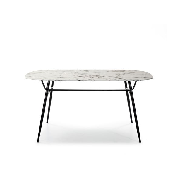 Valge klaasist söögilaud marmorist dekooriga Alina - Marckeric-image-2