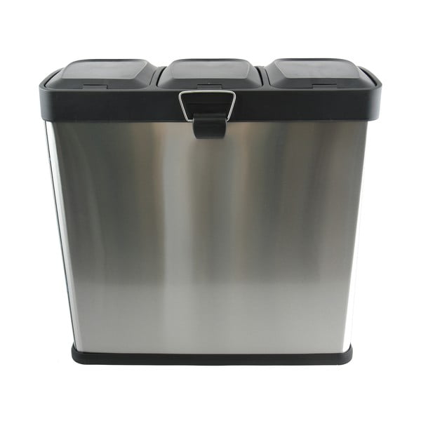 Matt hõbedane terasest prügikast 3x20 l sorteeritud jäätmete jaoks/pedaaliga Tri Selectif - MSV-image-4