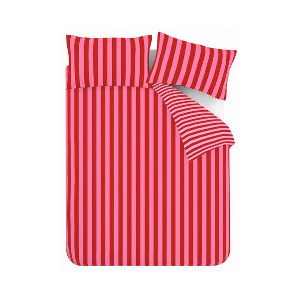 Punane/roosa 3-osaline kaheinimesevoodipesu 200x200 cm Stripe Tease - Sassy B