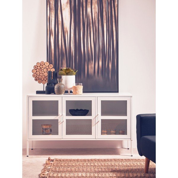 Valgest terasest vitriinkapp 140x80x45 cm Acier - Premier Housewares-image-1
