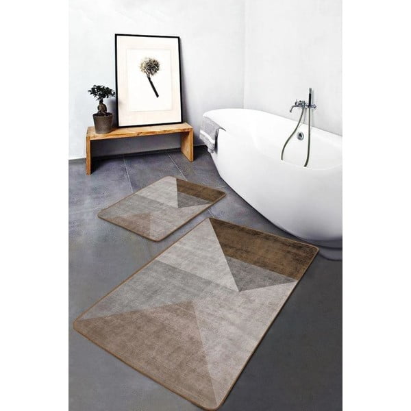 Hallikaspruunid sametist vannitoamatid 2tk komplektis 60x100 cm - Mila Home-image-1