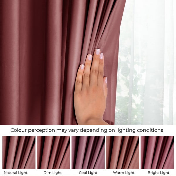 Roosa sametist dimout-kardin 140 × 270 cm Eyelets – Restilo-image-4