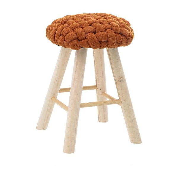 Dřevěná stolička s oranžovým sedákem InArt Etno