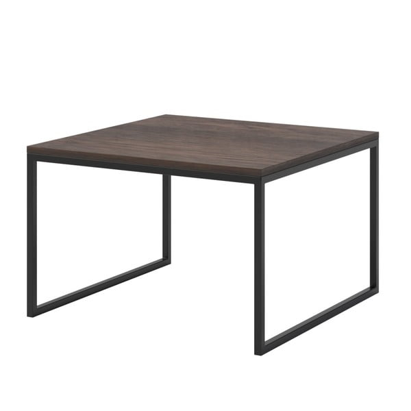 Konferenční stolek s tmavou deskou z dubového dřeva s černým podnožím MESONICA Eco, 70 x 70 cm