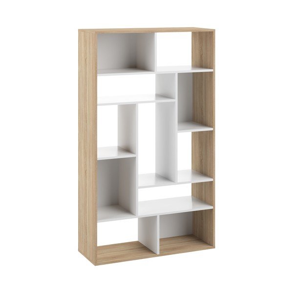 Valge raamaturiiul tammepuust 91x163 cm Seoul - TemaHome-image-2