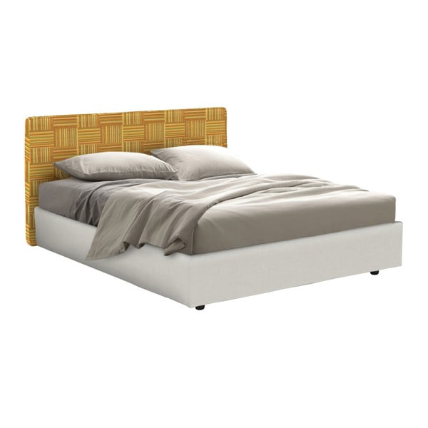 Oranžovobílá dvoulůžková postel s úložným prostorem 13Casa Ninfea, 160 x 190 cm