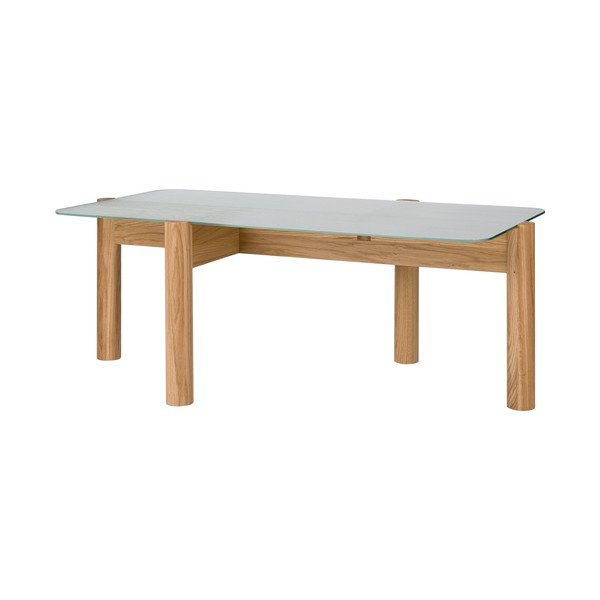 Kohvilaud naturaalses värvitoonis klaasist pealispinnaga 55x105 cm Kob - noo.ma