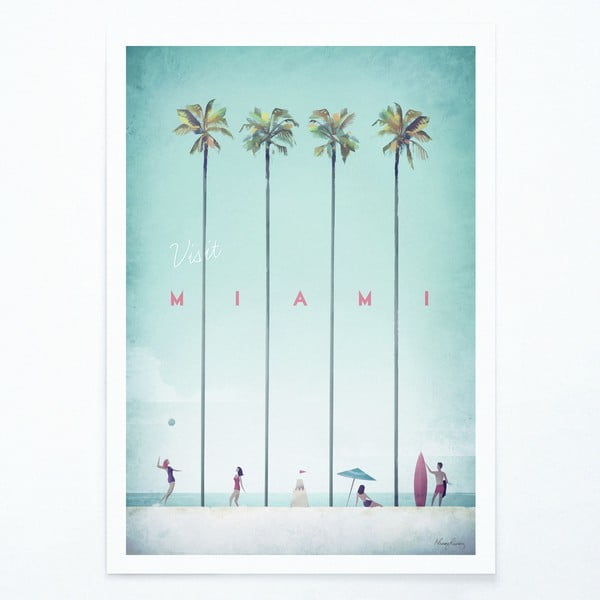 Plakat , 30 x 40 cm Miami - Travelposter
