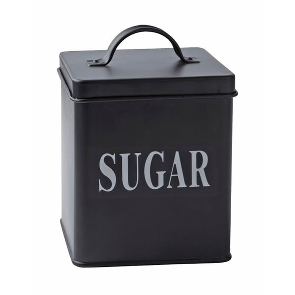Černá plechová dóza KJ Collection Sugar, 1,5 l