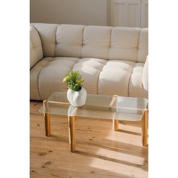 Kohvilaud naturaalses värvitoonis klaasist pealispinnaga 55x105 cm Kob - noo.ma-image-1