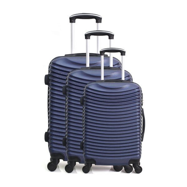 Sada 3 tmavě modrých cestovních kufrů na kolečkách Hero Jasmine