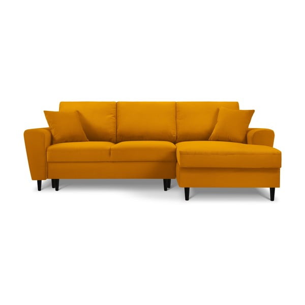 Sinepivärvi velvetist panipaigaga nurgadiivanvoodi (parem nurk) Kyoto - Cosmopolitan Design