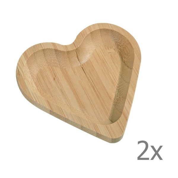 Sada 2 bambusových servírovacích misek Kosova Heart, 10 x 10 cm
